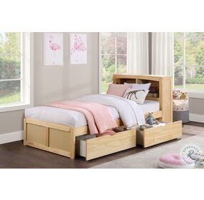 Bartly Natural Pine Twin Bookcase Bed With Storage Boxes