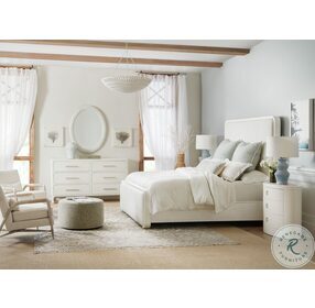 Ashore Beige And White Lacquered King upholstered Panel Bed