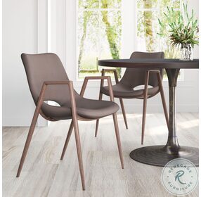 Desi Brown and Walnut Dining Chair Set of 2