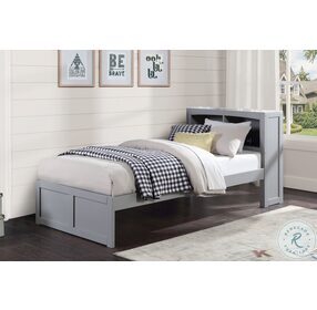 Orion Gray Twin Bookcase Bed