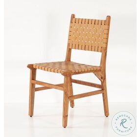 Catalina Brown Woven Leather Dining Chair Set Of 2