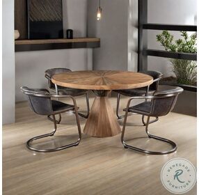 Rustic Revival Warm Brown Natural Teak And Black Marble Dining Table
