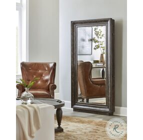 Traditions Rich Brown Floor Mirror WIth hidden jewelry storage