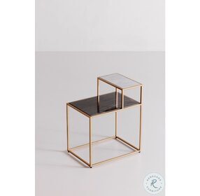 Mies White And Black Marble With Gold Iron Frame Side Table