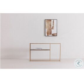 Mies White And Black Marble With Gold Iron Frame Console Table