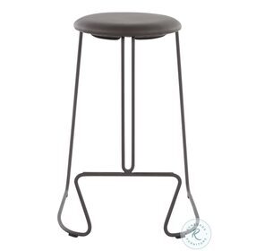 Finn Black Steel And Grey Faux Leather Counter Height Stool Set Of 2