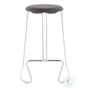 Finn White Steel And Grey Faux Leather Counter Height Stool Set Of 2