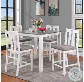 Dunseith White And Gray 5 Piece Counter Height Dining Set