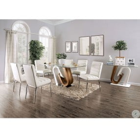 Cilegon White And Natural Tone Dining Table