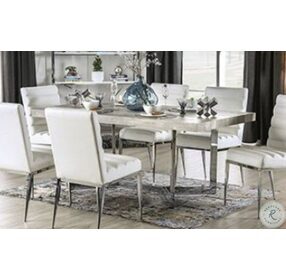 Sindy Light Gray And Chrome Rectangular Dining Room Set
