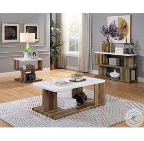 Majken White And Natural Tone Coffee Table