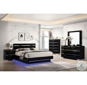 Erlach Black And Chrome Queen Low Profile Platform Bed
