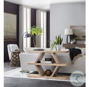 Commerce And Market Light Natural Wood Geo Lines Console Table