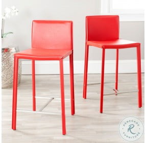 Jason Red 24" Counter Height Stool Set Of 2