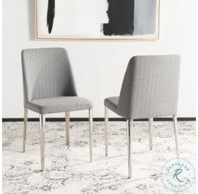 Baltic Gray Linen 18" Linen Side Chair Set Of 2