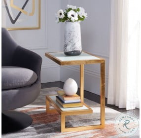 Kennedy Gold And White Top Gold Accent Table