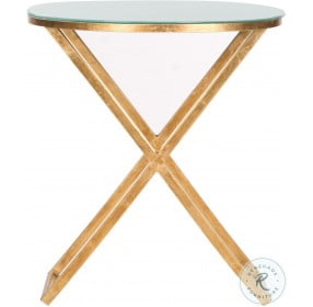 Riona Gold And White Glass Round Top Accent Table