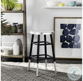 Kenzie Black And Silver Dipped Counter Height Stool