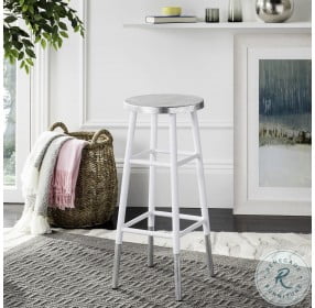 Kenzie White And Silver 30" Dipped Bar Stool