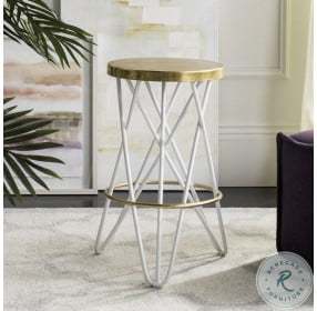 Lorna White And Gold Leaf Counter Height Stool