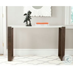 Bartholomew White And Dark Brown Lacquer Console Table
