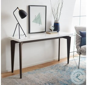 Josef White And Dark Brown Lacquer Floating Top Console Table