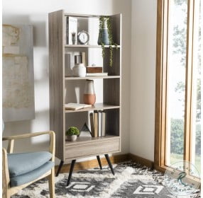 Terrence Light Brown And Black Wood Etagere