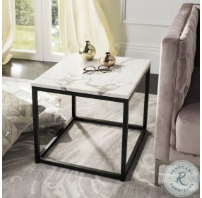 Baize White And Gray End Table