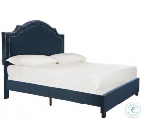 Theron Navy Upholstered Platform Bedroom Set