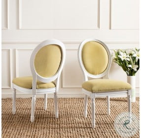 Holloway Green And Cream 19" French Brasserie Linen Oval Side Chair Set Of 2