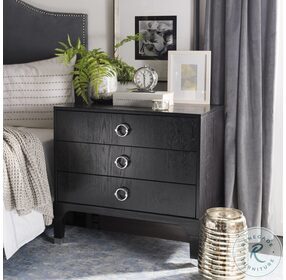 Lorna Black And Silver 3 Drawer Nightstand
