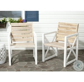Irina White And Oak Outdoor Arm Chair Set Of 2
