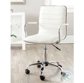 Jonika White Adjustable Swivel Desk Chair
