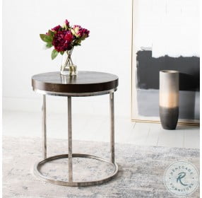 Turner Black Glass Top Round End Table