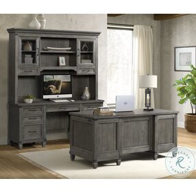 Foundry Home Office Brushed Pewter 66" Credenza With Hutch