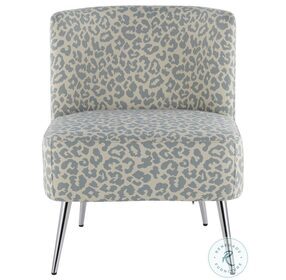 Fran Blue Leopard Fabric Luna Slipper Chair