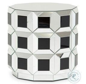 Montreal Silver Prism Round Mirrored End Table