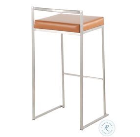 Fuji Camel PU And Stainless Steel Stacker Bar Stool Set of 2