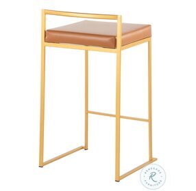 Fuji Camel PU And Gold Steel Stacker Counter Height Stool Set of 2