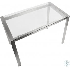 Fuji Stainless Steel And Clear Glass Counter Height Dining Table