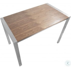 Fuji Brushed Stainless Steel And Walnut Counter Height Dining Table