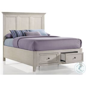 San Mateo Rustic White Youth Footboard Storage  Bedroom Set with Deck