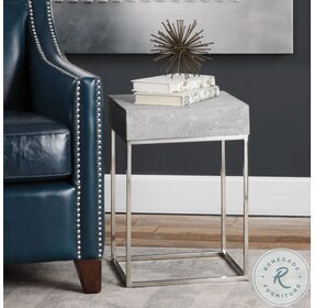 Jude Concrete and Stainless Steel Accent Table
