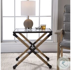 Braddock Rustic Iron and neutral Accent Table