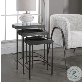 India Matte Black Accent Table Set of 3