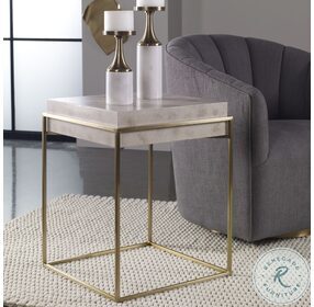 Inda Ivory and Brushed Brass Accent Table