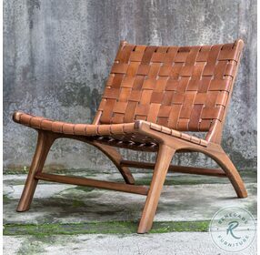 Plait Cognac Woven Leather Accent Chair