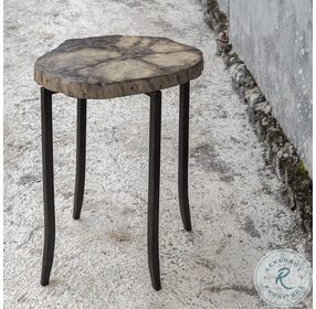 Stiles Aged Iron and neutral Accent Table