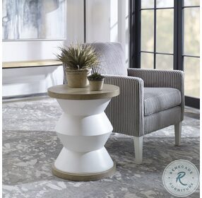 Spool Matte White and Honey Stain Side Table