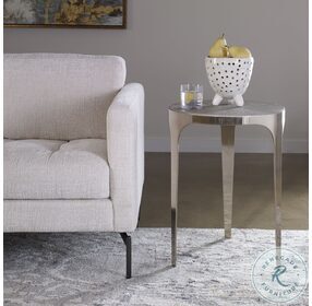 Agra Light Gray and Brushed Nickel Side Table